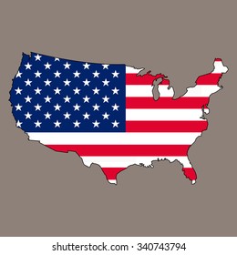 Flag And Map USA