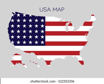 Flag In Map Of USA On Gray Background