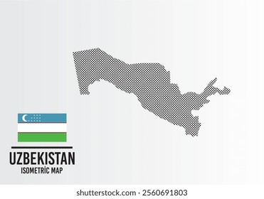 Uzbekıstan flag and map vector	