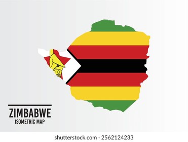 Zımbabwe flag and map vector.