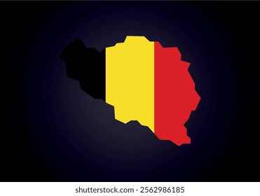 Belgıum flag and map vector.