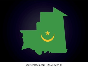 Maurıtanıa flag and map vector.