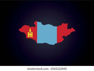 Mangolıa flag and map vector.
