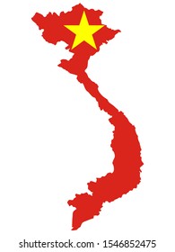 Mapa de la bandera de Vietnam oficialmente la República Socialista de Vietnam. Ilustración del vector