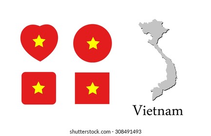 flag and map of vietnam, vector illustration, graphic design, flag vietnam, map vietnam