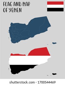 
Flag and Map of Yemen
