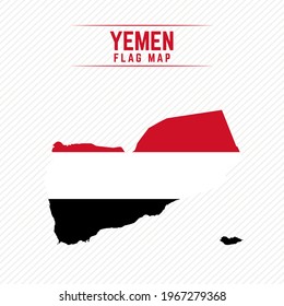 Flag Map of Yemen. Yemen Flag Map