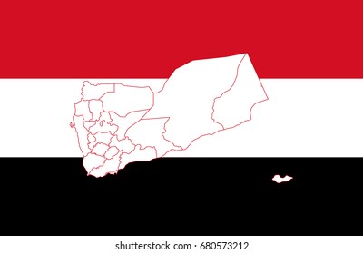 Flag and map of Yemen