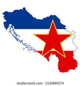 Flag map of Yugoslavia