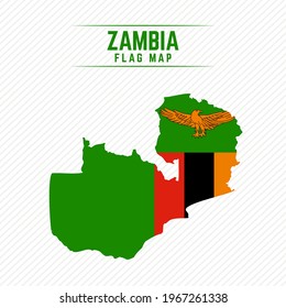 Mapa de la bandera de Zambia. Mapa de bandera de Zambia
