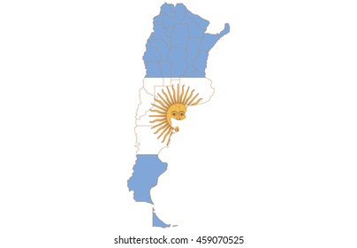 Flag map-argentina country on white background.