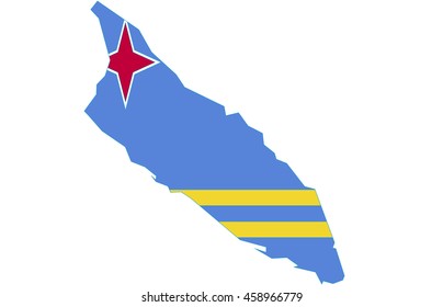 Flag map-aruba  country on white background.