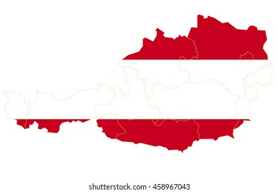 Flag map-austria country on white background.