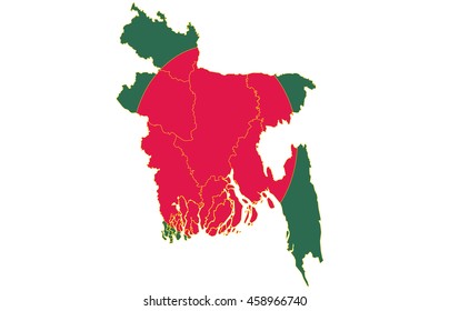 Flag map-bangladesh country on white background.