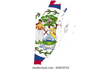 Flag map-belizeeps country on white background.