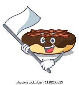 With flag maple bacon bar mascot cartoon