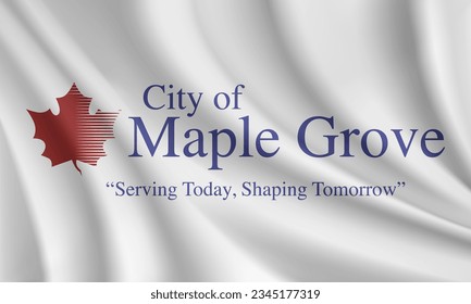 Flag of Maple Grove, Minnesota, USA. Realistic waving flag of Maple Grove vector background.