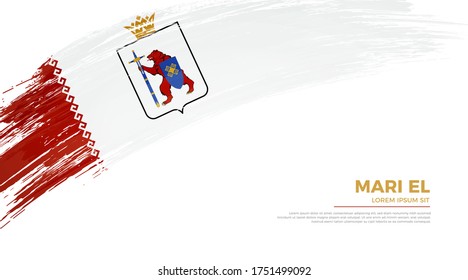 Flag of Mari El country. Happy Independence day of Mari El background with grunge brush flag illustration