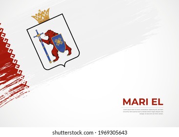 Flag of Mari El with creative painted brush stroke texture background