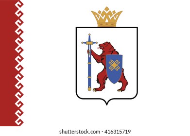 Flag of Mari El republics / krays / provinces / federal cities / autonomous oblast / autonomous okrugs of Russia. Vector illustration.