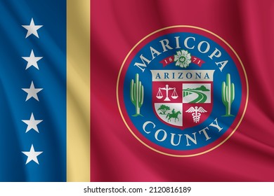Flag of Maricopa County, Arizona, USA. Realistic waving flag of Maricopa County vector background.