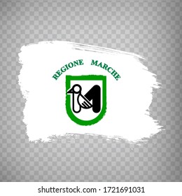Flag of Marke from brush strokes. Italian Republic. Flag of Marke on transparent background for your web site design, logo, app, UI. Stock vector.  EPS10.