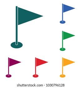 Flag marker icon. Location marker symbol

