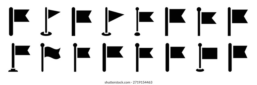 Flag-Marker Silhouette Symbol-Set