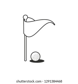 flag marker in stick with ball golf