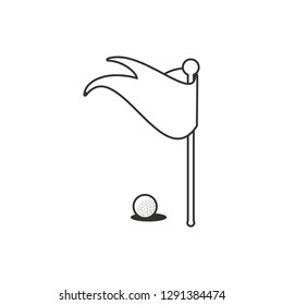 flag marker in stick with ball golf
