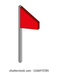 flag marker in stick isometric icon