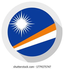 Flag of Marshall Island, round shape icon on white background, vector illustration