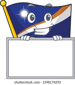 Flag marshall island Scroll cartoon character style grinning with board