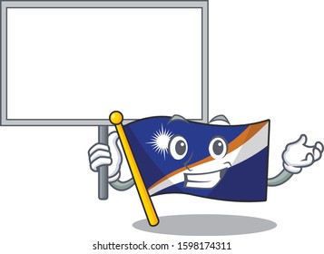 Flag marshall island Scroll cute cartoon character bring a board