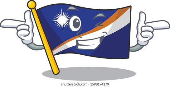 Flag marshall island Scroll mascot cartoon design with Wink eye