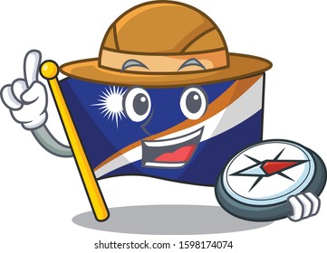 Flag marshall island Scroll A stylized Explorer with a compass