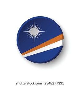 Flag of the Marshall Islands. Button flag icon. Standard color. Circle icon flag. 3d illustration. Computer illustration. Digital illustration. Vector illustration.