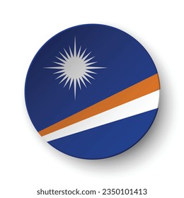Flag of the Marshall Islands. Button flag icon. Standard color. Circle icon flag. 3d illustration. Computer illustration. Digital illustration. Vector illustration.
