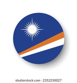 Flag of the Marshall Islands. Button flag icon. Standard color. Circle icon flag. 3d illustration. Computer illustration. Digital illustration. Vector illustration.