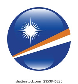 Flag of the Marshall Islands. Button flag icon. Standard color. Circle icon flag. 3d illustration. Computer illustration. Digital illustration. Vector illustration.