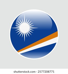 The flag of marshall islands. Circle icon flag. Button flag icon. glossy circle badge. 3d illustration.	