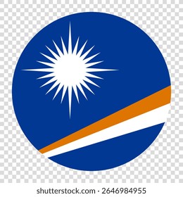 Flag of Marshall Islands. Marshall Islands circle flag logo icon computer vector illustration design. Transparent checkerboard background.