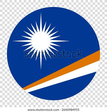 Flag of Marshall Islands. Marshall Islands circle flag logo icon computer vector illustration design. Transparent checkerboard background.