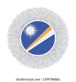 Flag of Marshall Islands with colorful rays. Radiant country sign. Shiny sunburst with Marshall Islands flag. Captivating vector illustration.