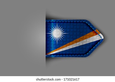 Flag of Marshall Islands in the form of a glossy textured label or bookmark. Vector illustration.