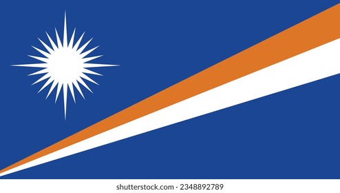 Flag of the Marshall Islands. Flag icon. Standard color. Standard size. A rectangular flag. Computer illustration. Digital illustration. Vector illustration.
