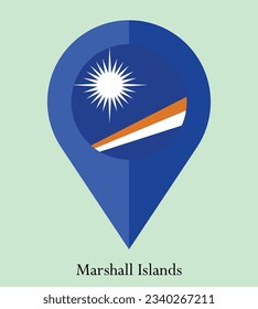 Flag of Marshall Islands, Flag of Marshall Islands Map pointer icon. Vector illustration flag pointer.