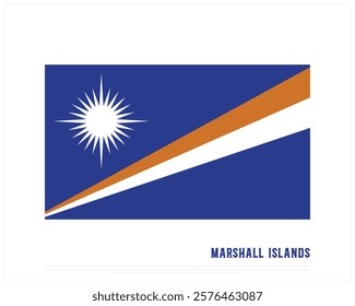 Flag of MARSHALL ISLANDS on a white background, Editable Vector illustration of MARSHALL ISLANDS flag, National Day design, Flag of Marshall Islands flat design, National Day