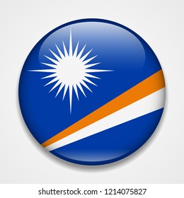 Flag of Marshall Islands. Round glossy badge