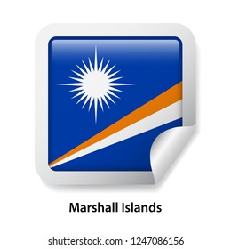 Flag of Marshall Islands. Round glossy sticker